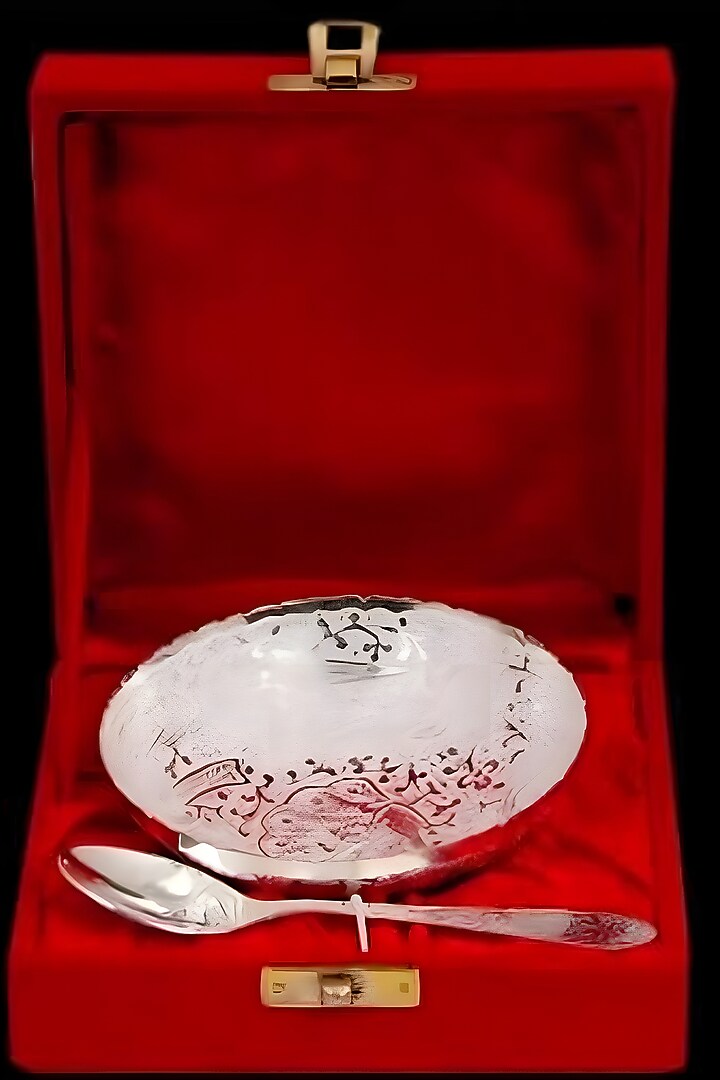 German Silver Bowl & Spoon Set by Home Decor by Aditi at Pernia's Pop Up Shop