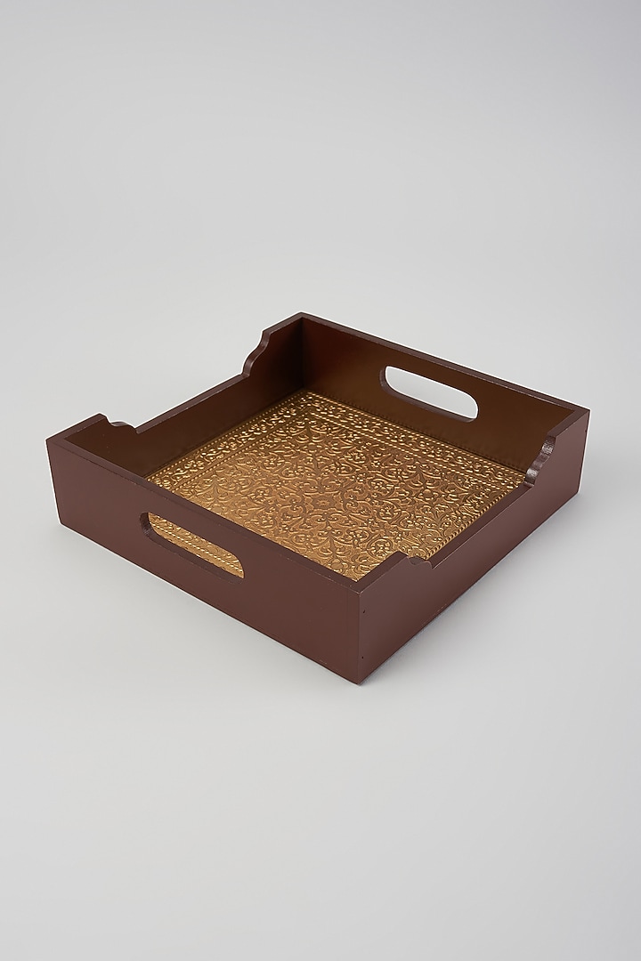 Brown & Gold Brass Serving Tray by Home Decor by Aditi at Pernia's Pop Up Shop