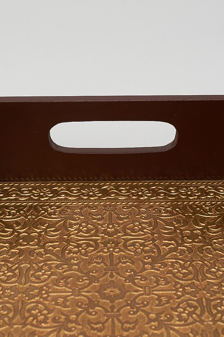 Brown & Gold Brass Serving Tray by Home Decor by Aditi at Pernia's Pop Up Shop