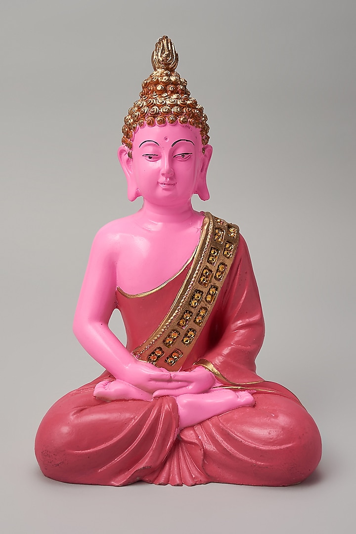 Pink Fiber Buddha Idol by Home Decor by Aditi