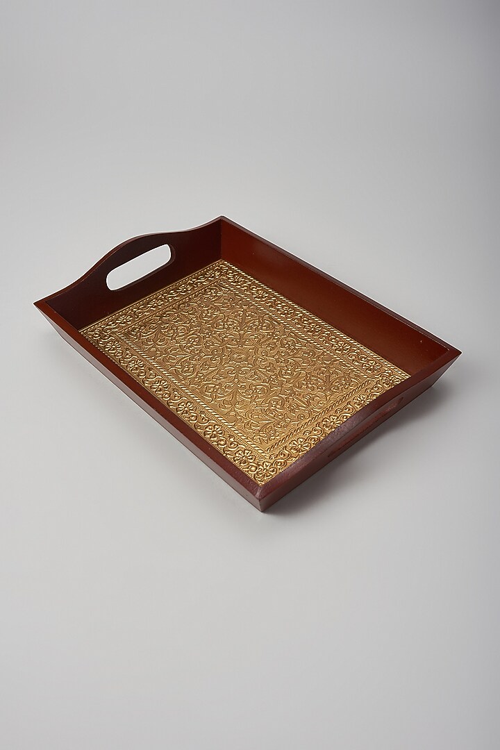 Brown & Gold Brass Serving Tray by Home Decor by Aditi at Pernia's Pop Up Shop