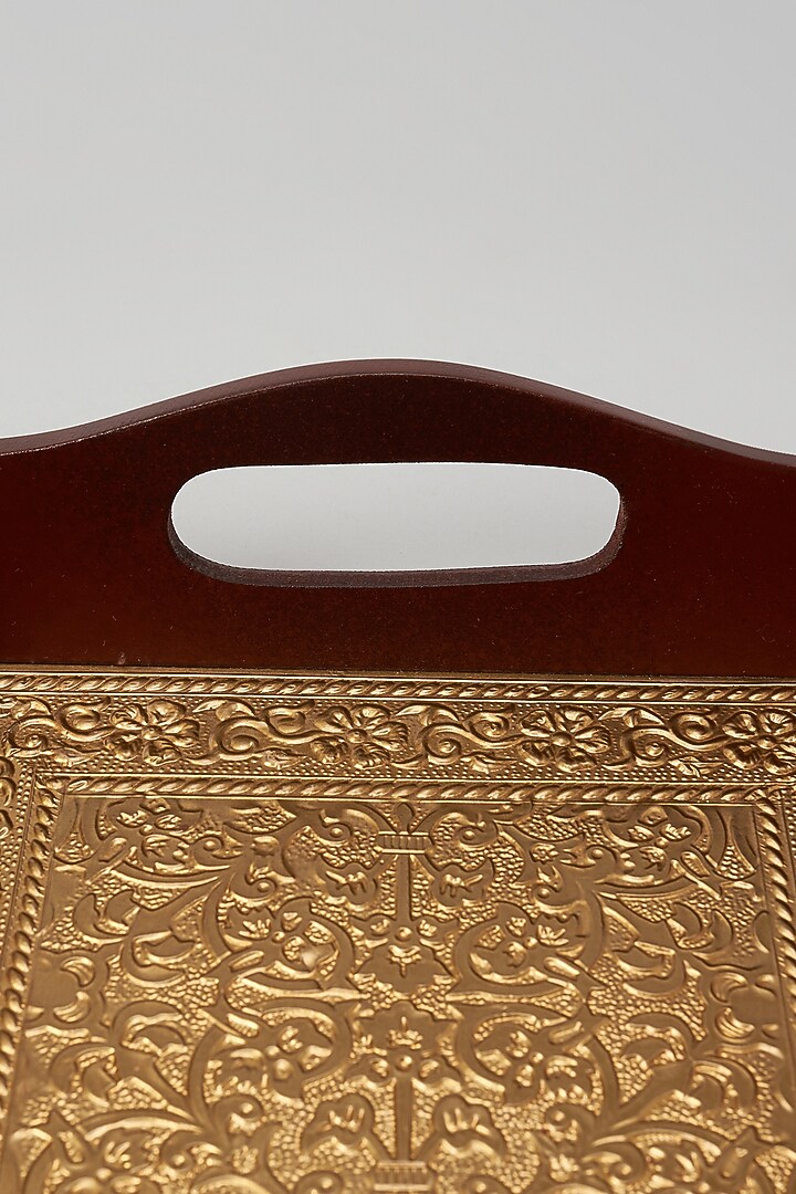 Brown & Gold Brass Serving Tray by Home Decor by Aditi at Pernia's Pop Up Shop