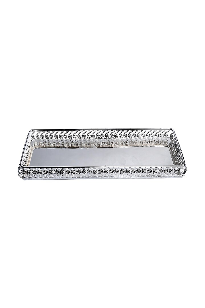 Silver Metal Decorative Tray by Home Decor by Aditi at Pernia's Pop Up Shop