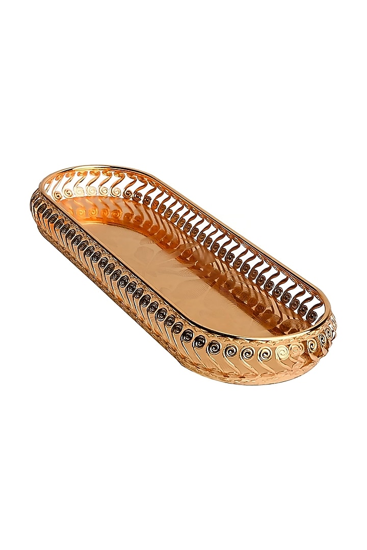 Golden Metal Decorative Tray by Home Decor by Aditi at Pernia's Pop Up Shop
