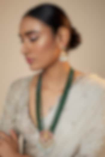 Gold Finish Kundan Polki Pendant Necklace Set by Adityam Jewels at Pernia's Pop Up Shop