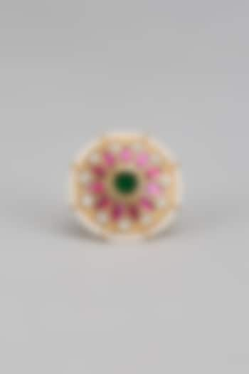 Gold Finish Kundan Polki Ring by Adityam Jewels at Pernia's Pop Up Shop