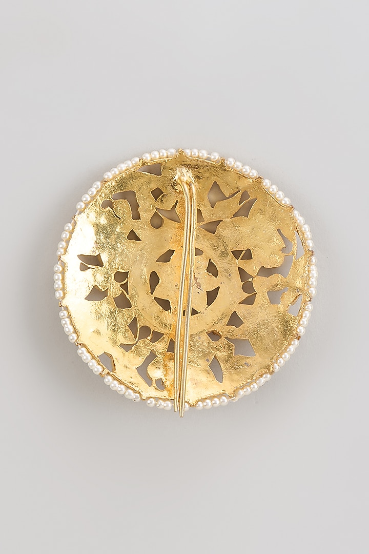 Gold Finish Kundan Polki Juda Pin by Adityam Jewels at Pernia's Pop Up Shop