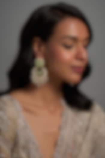 Gold Finish Kundan Polki Chandbaali Earrings by Adityam Jewels at Pernia's Pop Up Shop