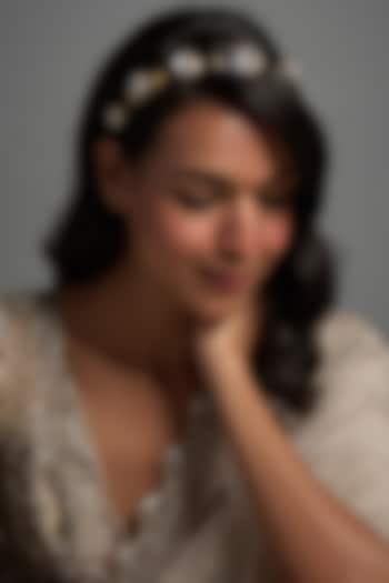 Gold Finish Kundan Polki Hairband by Adityam Jewels at Pernia's Pop Up Shop