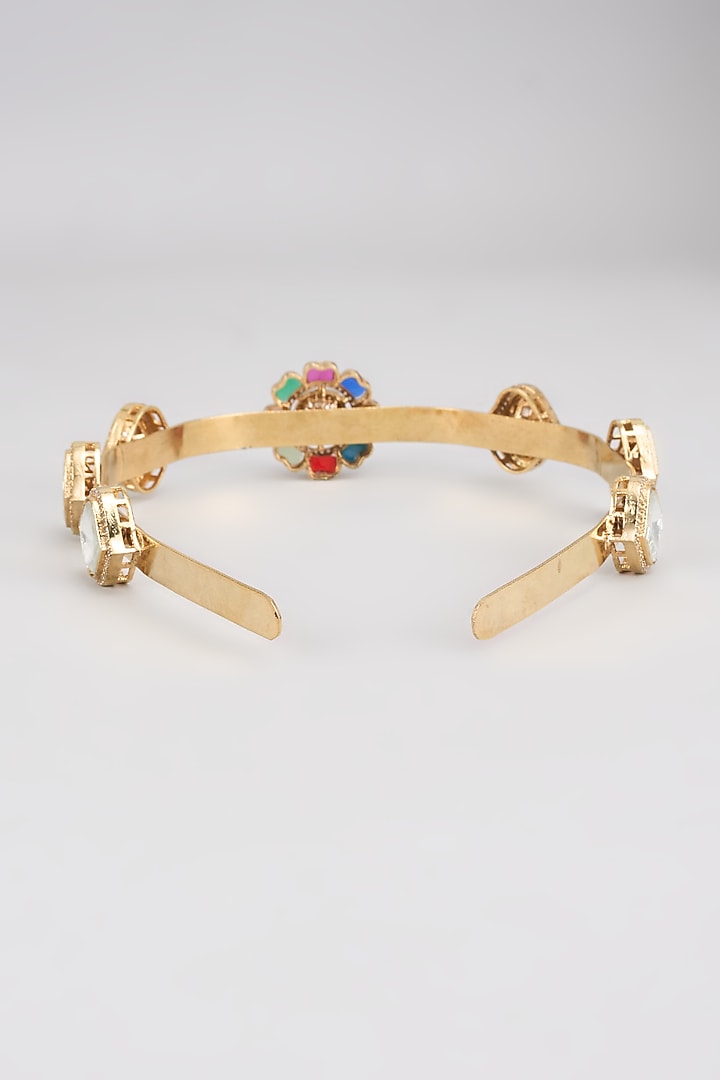 Gold Finish Kundan Polki Hairband by Adityam Jewels at Pernia's Pop Up Shop