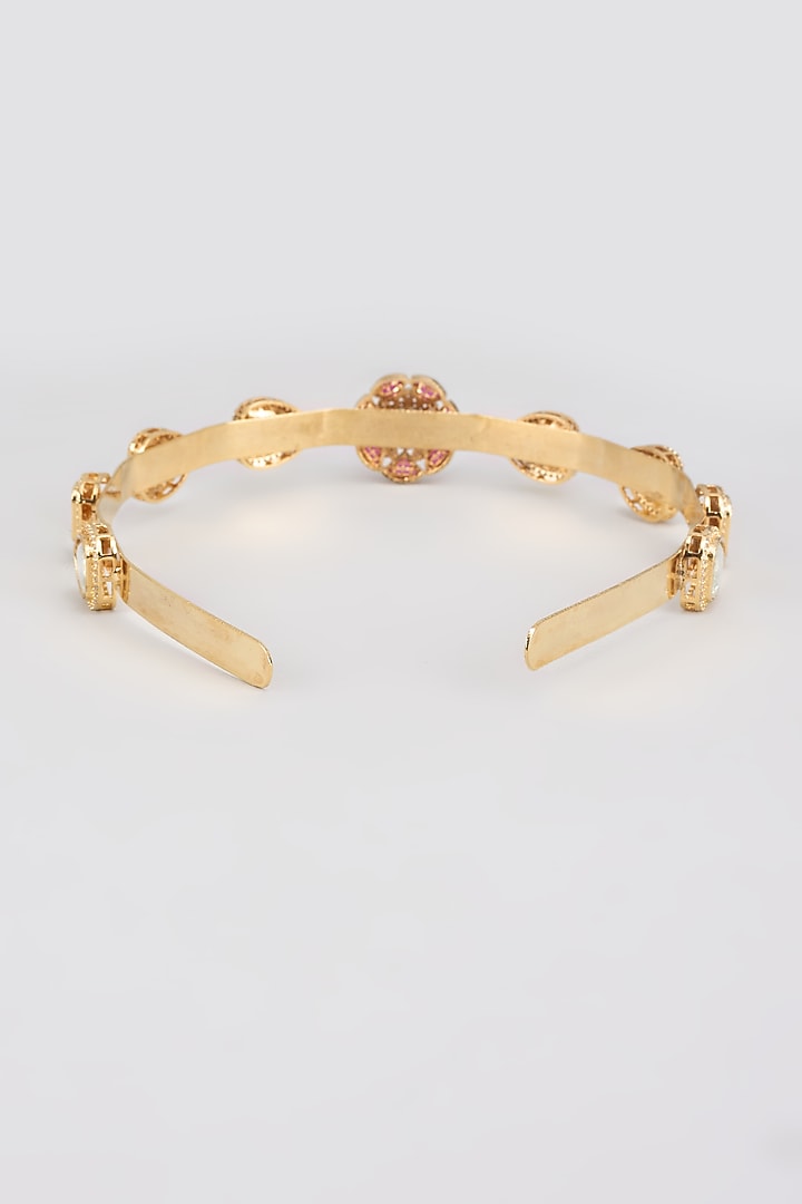 Gold Finish Kundan Polki Hairband by Adityam Jewels at Pernia's Pop Up Shop