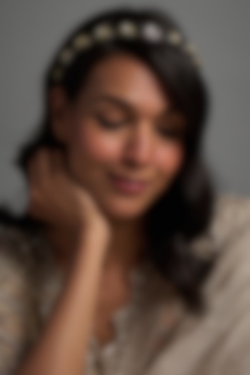 Gold Finish Kundan Polki Hairband by Adityam Jewels at Pernia's Pop Up Shop