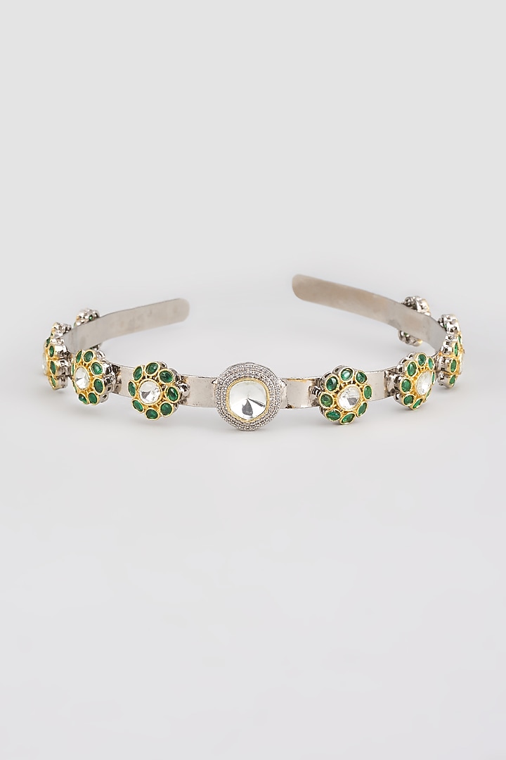 Gold Finish Kundan Polki Hairband by Adityam Jewels at Pernia's Pop Up Shop