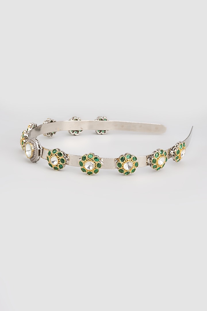 Gold Finish Kundan Polki Hairband by Adityam Jewels at Pernia's Pop Up Shop