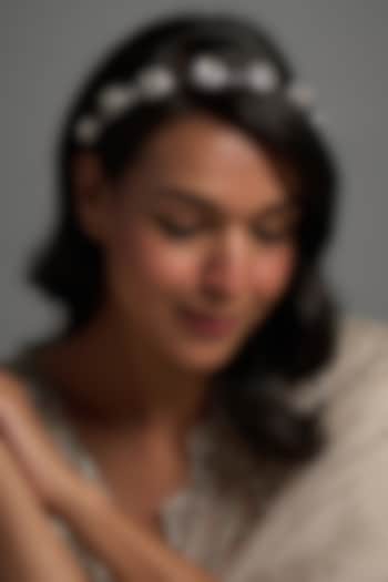 Gold Finish Kundan Polki Hairband by Adityam Jewels at Pernia's Pop Up Shop