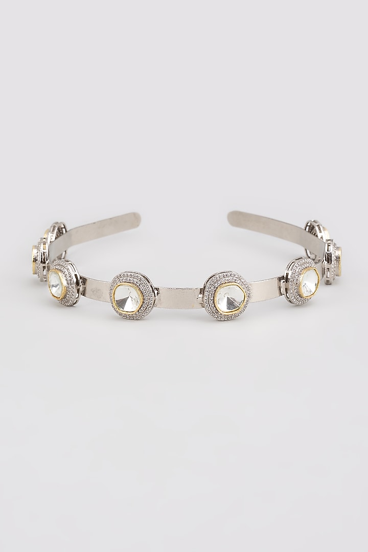 Gold Finish Kundan Polki Hairband by Adityam Jewels at Pernia's Pop Up Shop