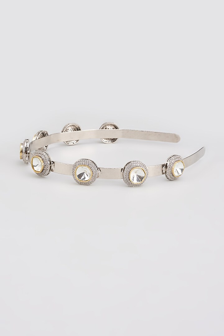 Gold Finish Kundan Polki Hairband by Adityam Jewels at Pernia's Pop Up Shop