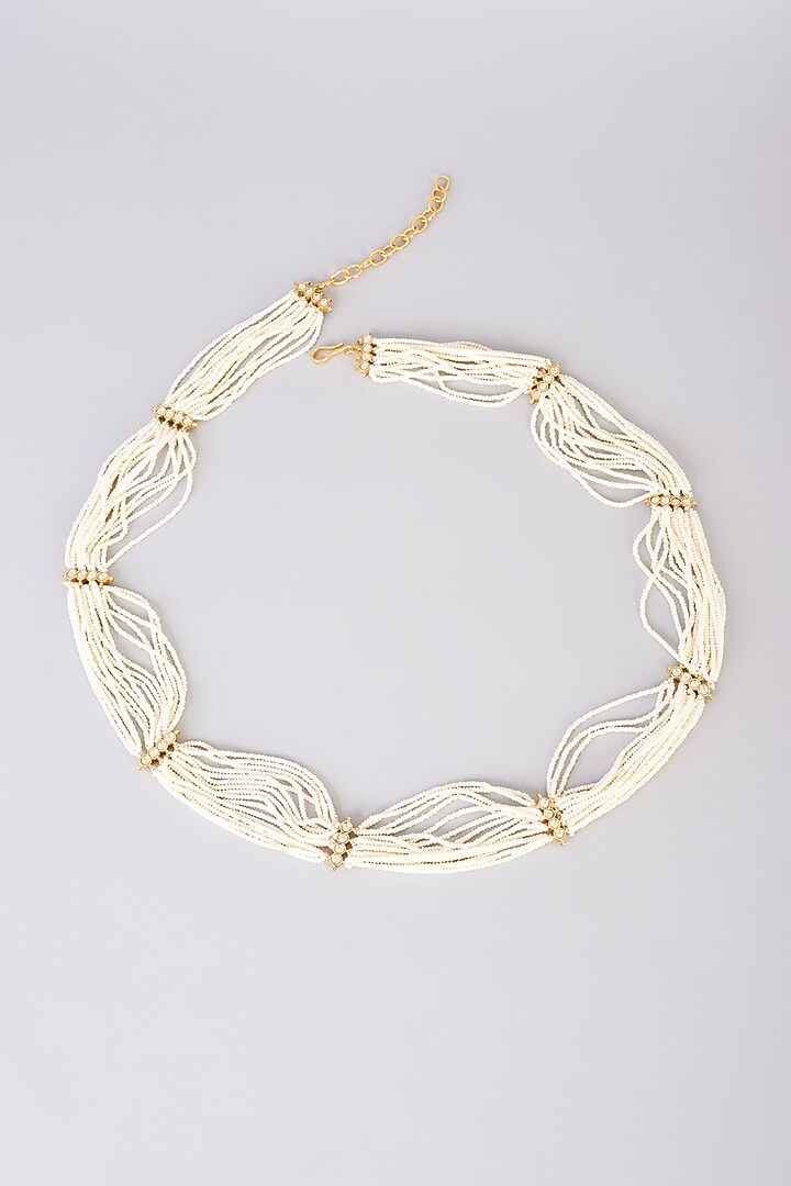 Gold Finish Kundan Polki Waist Belt by Adityam Jewels at Pernia's Pop Up Shop
