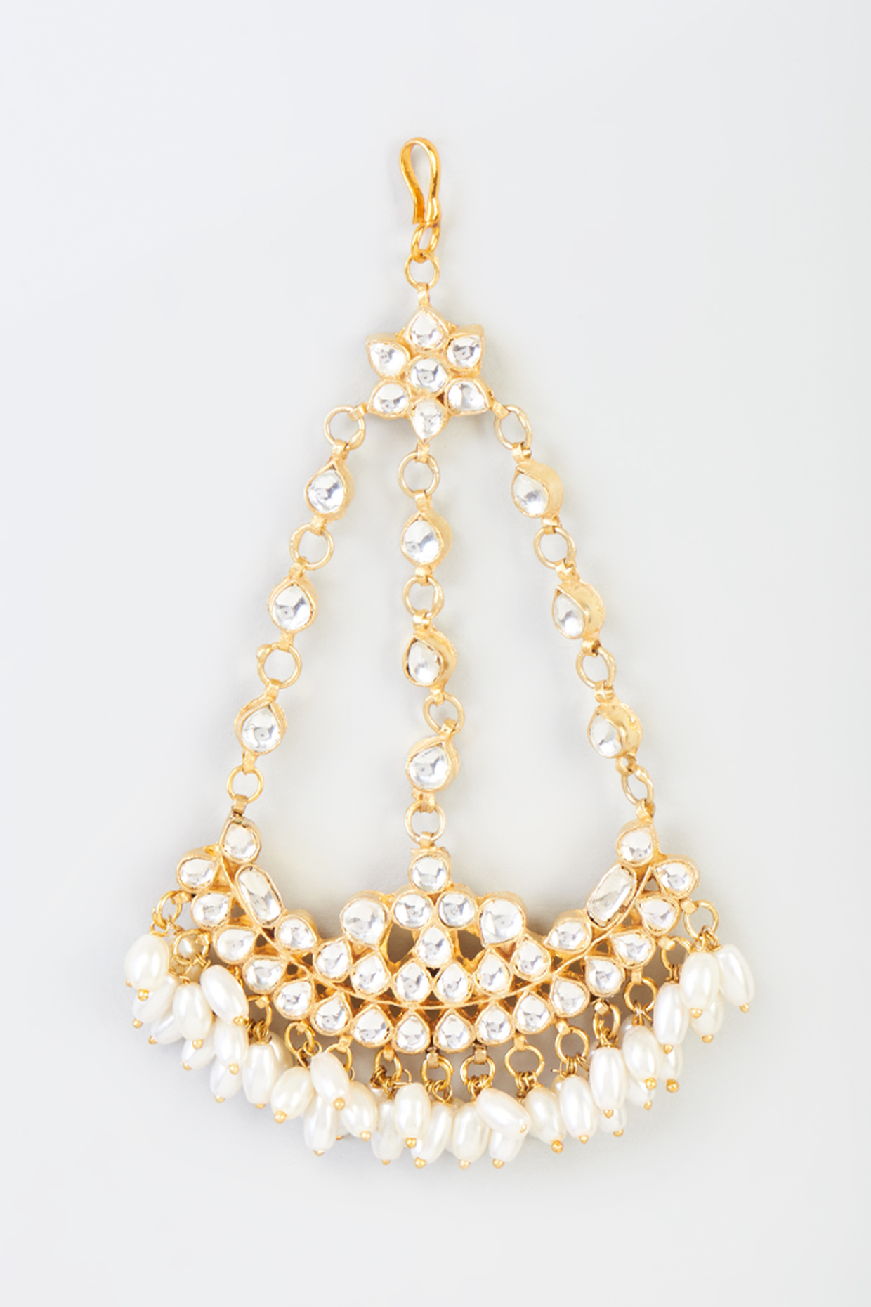 Gold Finish Kundan Polki & Rice Pearl Pasa by Adityam Jewels