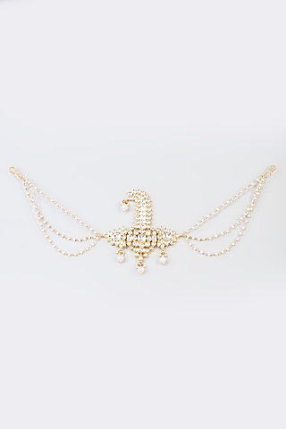 Gold Finish White Kundan Polki Kalangi by Adityam Jewels