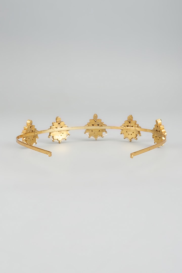 Gold Finish Kundan Polki Hairband by Adityam Jewels at Pernia's Pop Up Shop