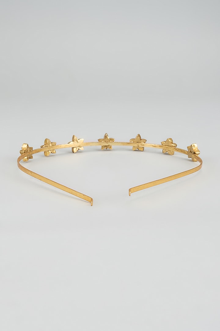 Gold Finish Kundan Polki Hairband by Adityam Jewels at Pernia's Pop Up Shop