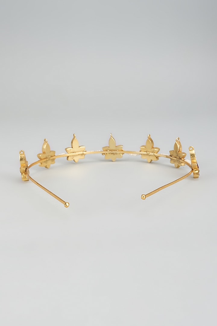 Gold Finish Kundan Polki Hairband by Adityam Jewels at Pernia's Pop Up Shop