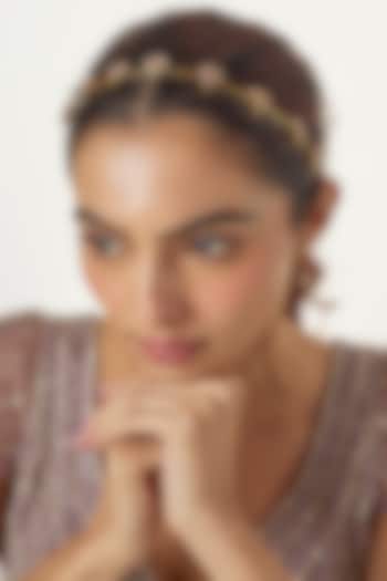 Gold Finish Kundan Polki Hairband by Adityam Jewels at Pernia's Pop Up Shop