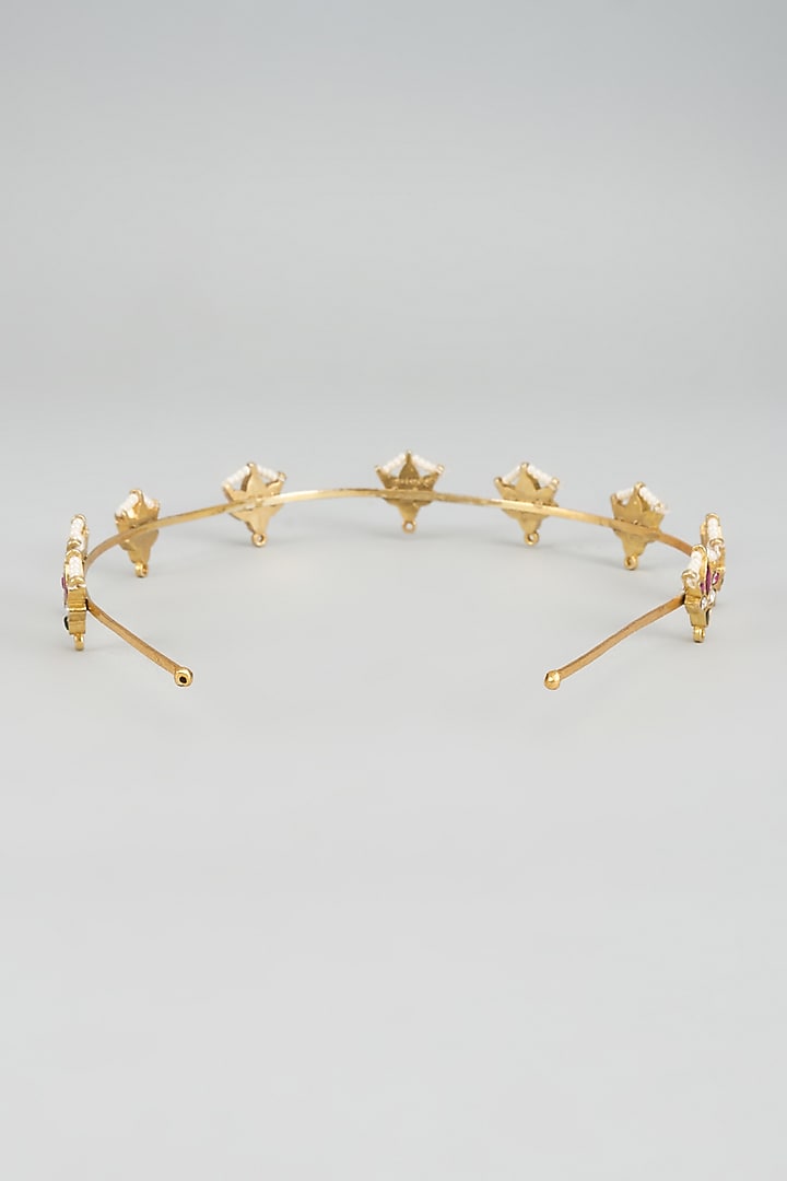 Gold Finish Kundan Polki Hairband by Adityam Jewels at Pernia's Pop Up Shop