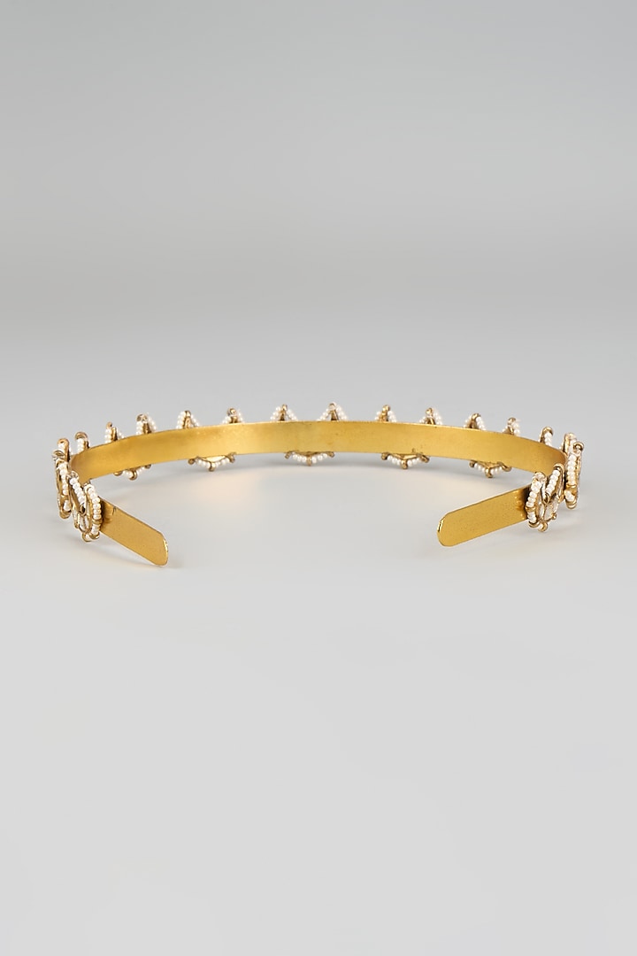 Gold Finish Kundan Polki Hairband by Adityam Jewels at Pernia's Pop Up Shop