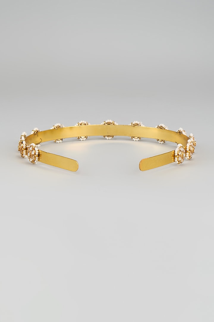 Gold Finish Kundan Polki Hairband by Adityam Jewels at Pernia's Pop Up Shop