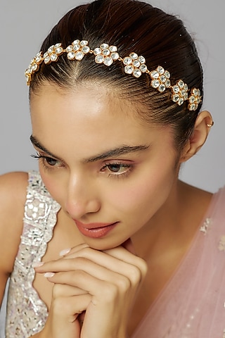 Gold Finish Kundan Polki Sheeshphool by Adityam Jewels
