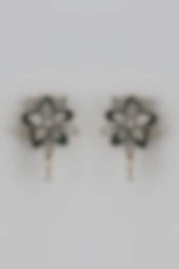 White Finish Green Zircon Stud Earrings by Adityam Jewels