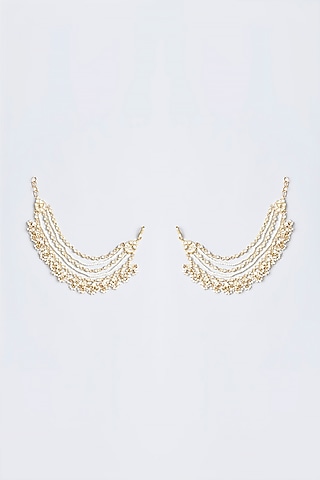 Gold Finish Kundan Polki Earchains by Adityam Jewels