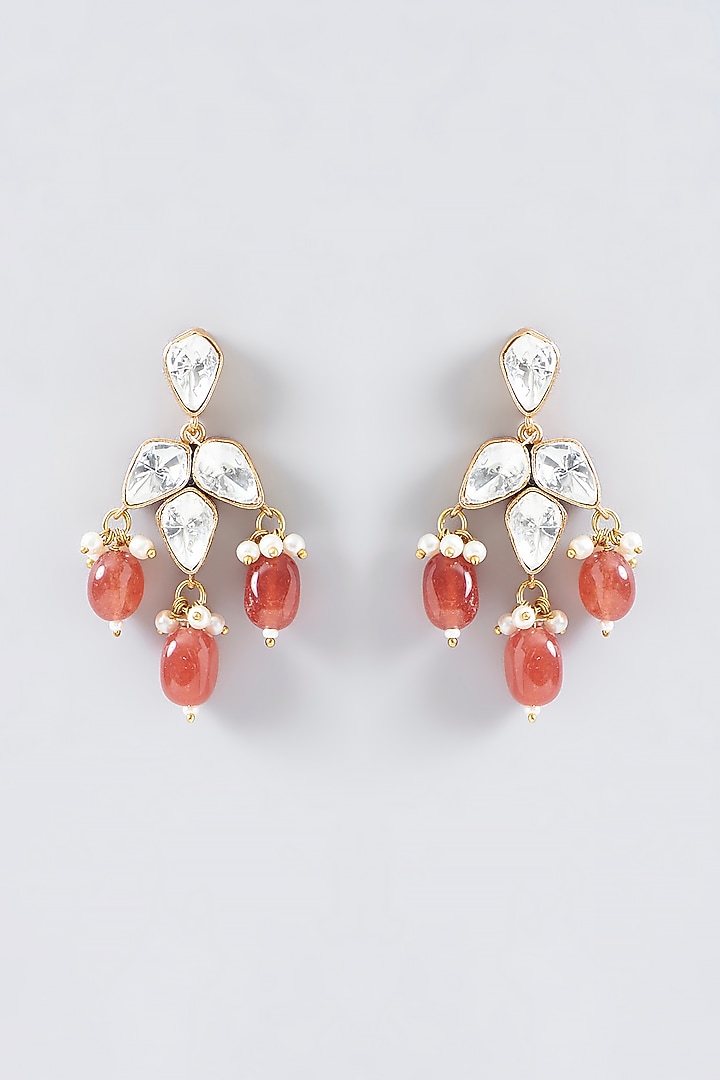 Gold Finish Kundan Polki Necklace Set by Adityam Jewels at Pernia's Pop Up Shop