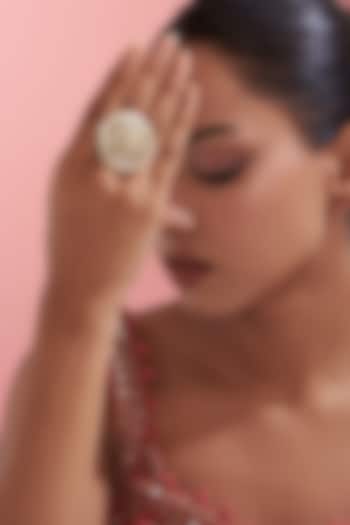 Gold Finish Kundan Polki Ring by Adityam Jewels at Pernia's Pop Up Shop