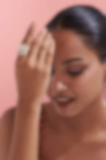 Gold Finish Kundan Polki Ring by Adityam Jewels at Pernia's Pop Up Shop