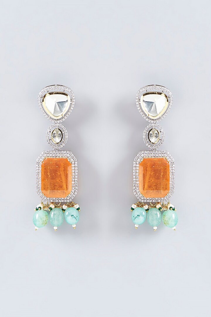 White Finish Kundan Polki & Blue Drop Necklace Set by Adityam Jewels at Pernia's Pop Up Shop
