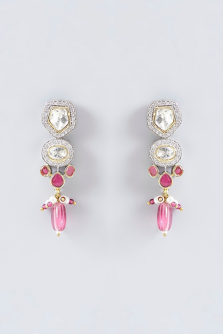 White Finish Kundan Polki Necklace Set by Adityam Jewels at Pernia's Pop Up Shop