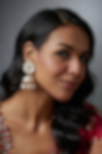 Gold Finish Mother Of Pearl Jhumka Earrings by Adityam Jewels at Pernia's Pop Up Shop