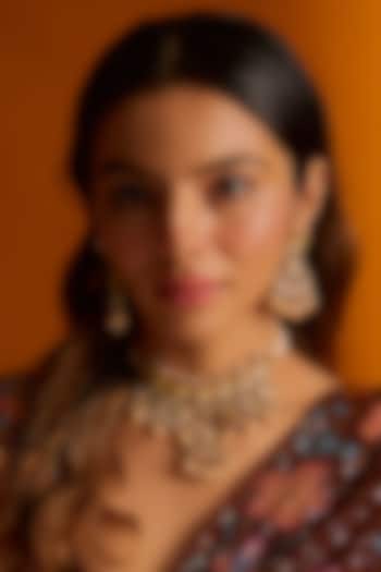 Gold Finish Kundan Polki Necklace Set by Adityam Jewels at Pernia's Pop Up Shop