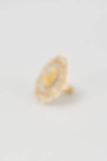 Gold Finish Mother Of Pearl Ring by Adityam Jewels