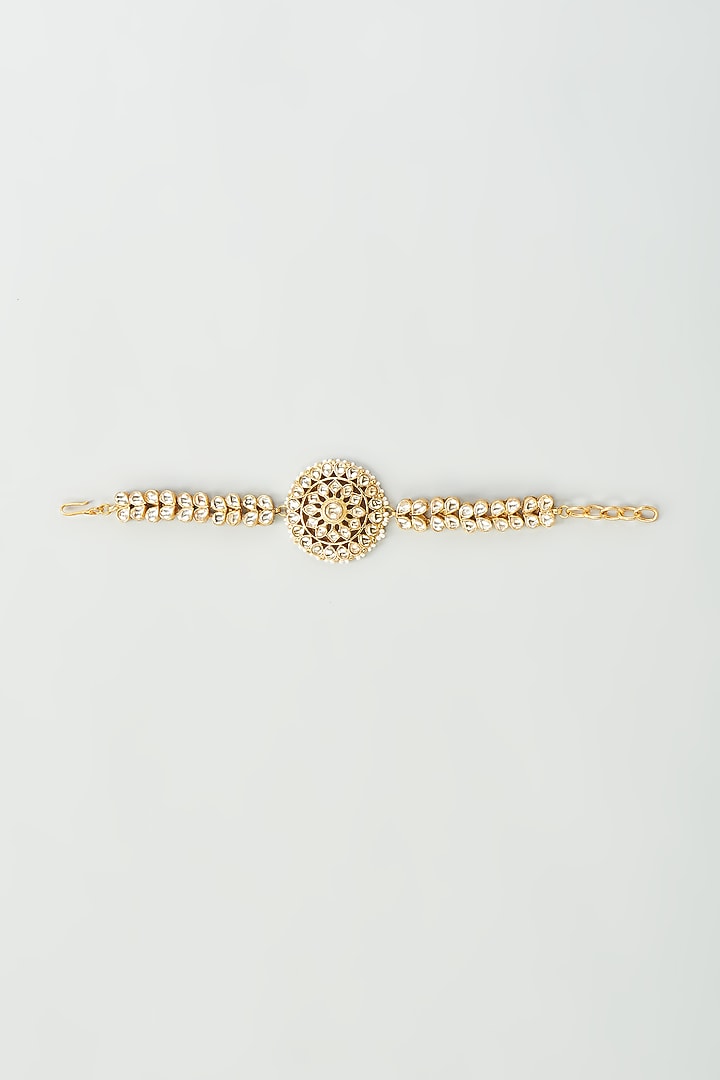 Gold Finish Kundan Polki Bracelet by Adityam Jewels at Pernia's Pop Up Shop