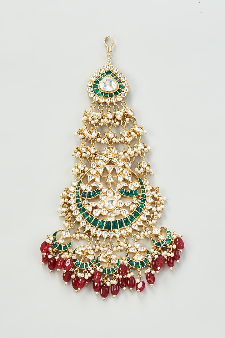 Gold Finish Multi-Colored Kundan Polki Passa by Adityam Jewels at Pernia's Pop Up Shop
