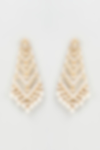 Gold Finish Kundan Polki Dangler Earrings by Adityam Jewels