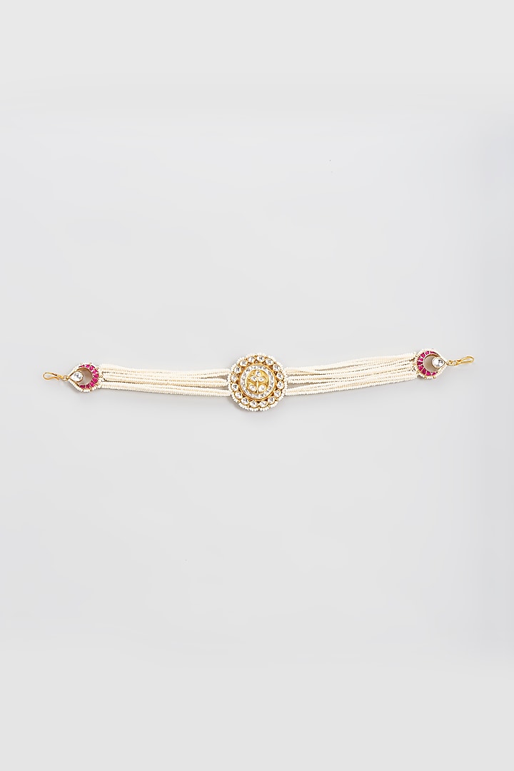 Gold Finish White Kundan Polki Sheeshphool by Adityam Jewels at Pernia's Pop Up Shop