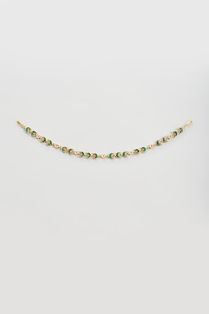 Gold Finish Green Kundan Polki Sheeshphool by Adityam Jewels at Pernia's Pop Up Shop