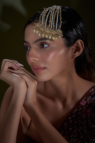 Gold Finish Kundan Polki Passa by Adityam Jewels