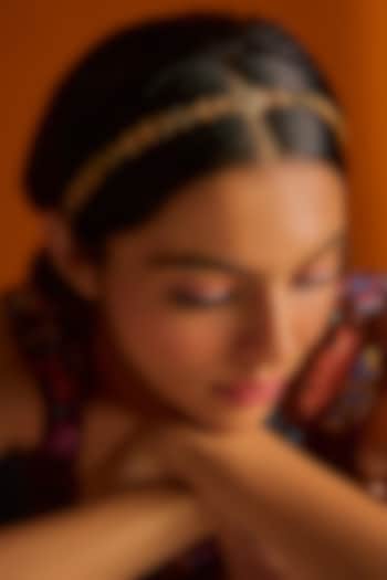 Gold Finish Kundan Polki & Green Stones Sheeshphool by Adityam Jewels at Pernia's Pop Up Shop