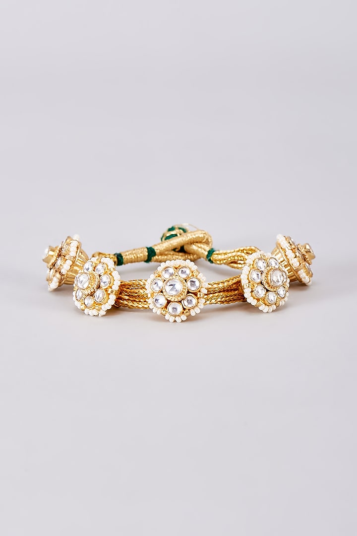 Gold Finish Kundan Polki Bracelet by Adityam Jewels at Pernia's Pop Up Shop